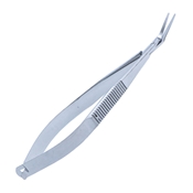 Aebli Corneal Section Scissors, Right, Flat Handle, Angled Blades with Blunt Tips, 18mm From Mid-Screw to Tip, Overall Length 4 3/4" (120mm) 